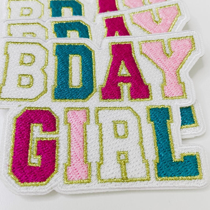 3" Bday Girl with Metallic Detail- Embroidered Hat Patch