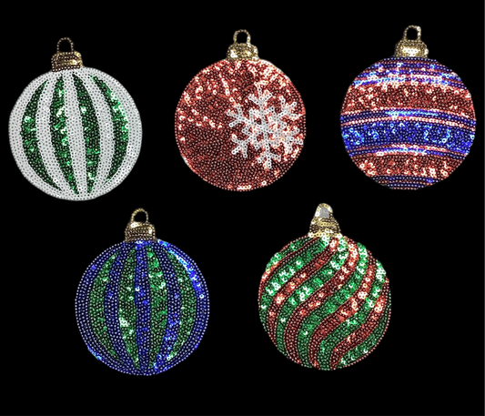 Sequin Bulb Ornament Patches(set of 5)