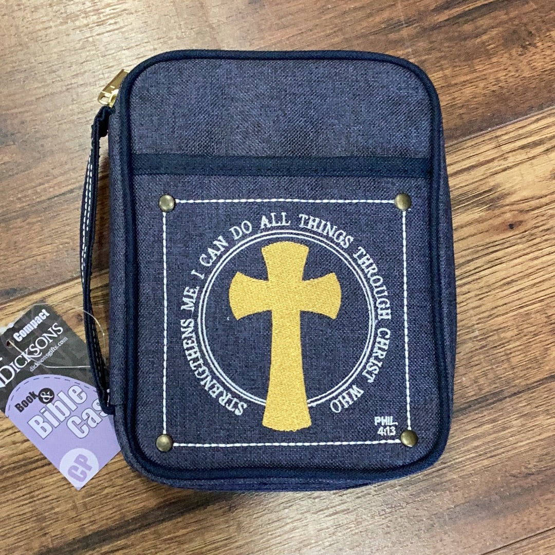 Bible cover small denim gold cross