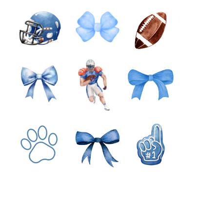 Blue Bows Football Player Center Shirt Order