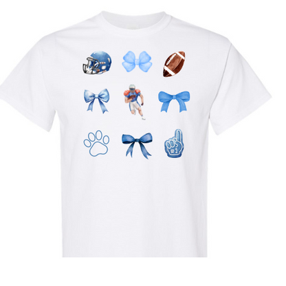 Blue Bows Football Player Center Shirt Order