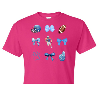 Blue Bows Football Player Center Shirt Order