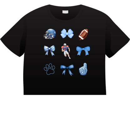 Blue Bows Football Player Center Shirt Order