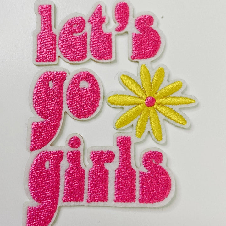 3" Let's Go Girls in Pink - Embroidered Hat Patch