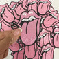 PINK ROLLING TONGUE HAT PATCH