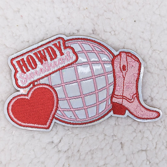 Howdy Sweetheart Silver Embroidered Vinyl Hat/Pocket Patch