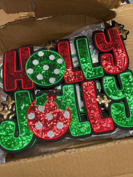 Holly Jolly sequin patch