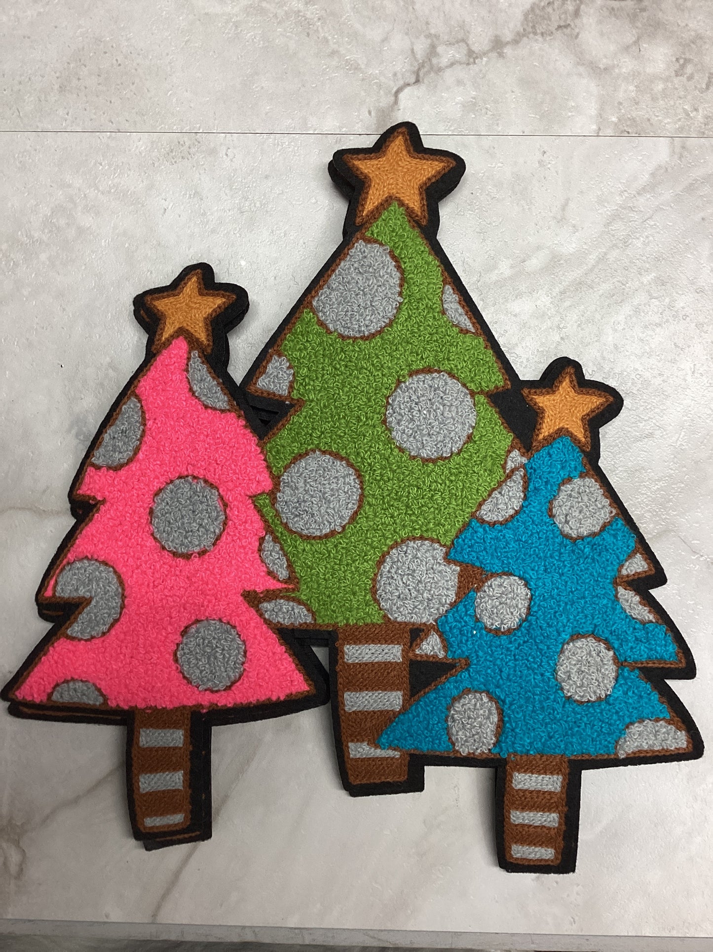 Polka Dot Christmas Tree Chenille Patch