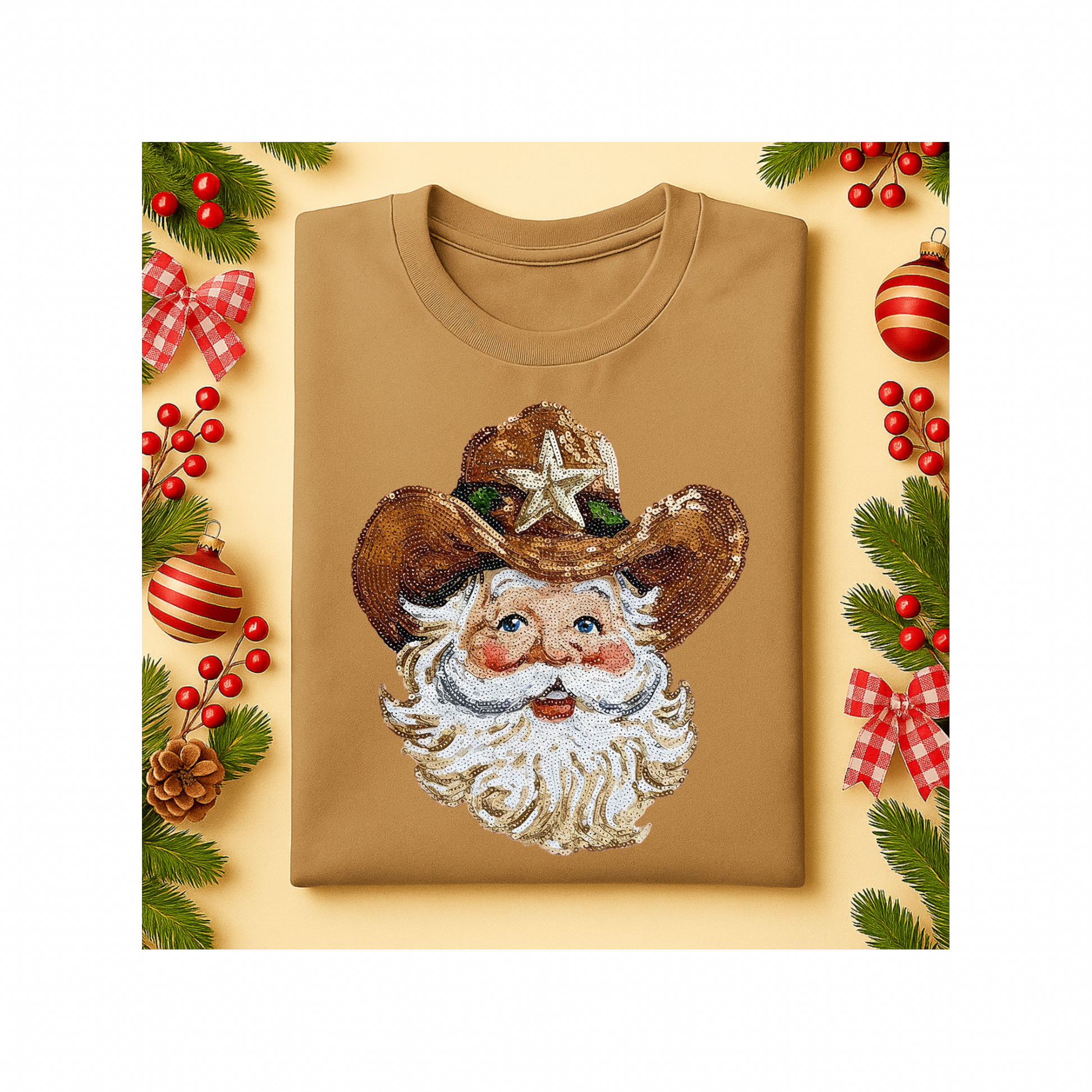 Rhinestone Cowboy Santa DTF
