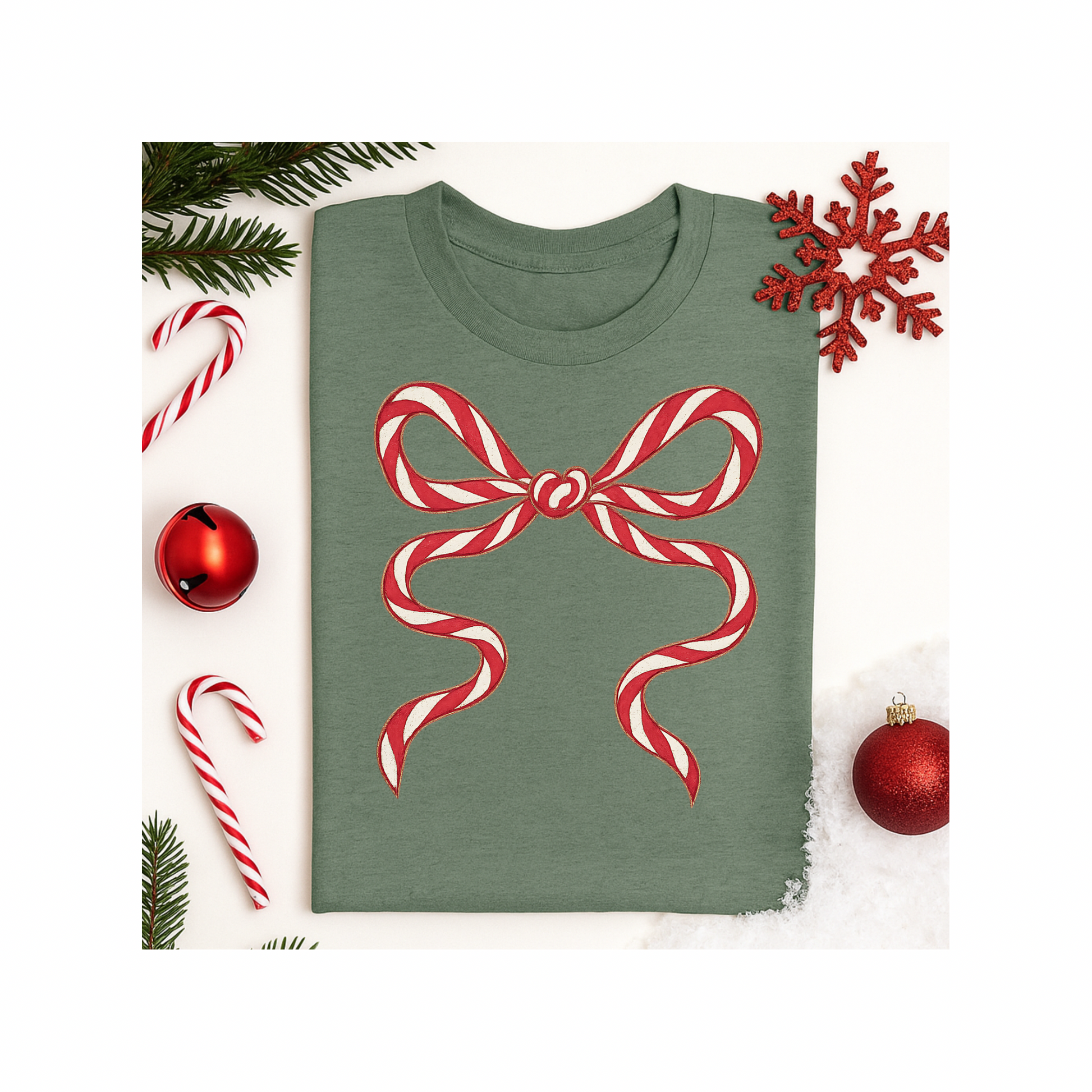 Candy Cane Bow DTF