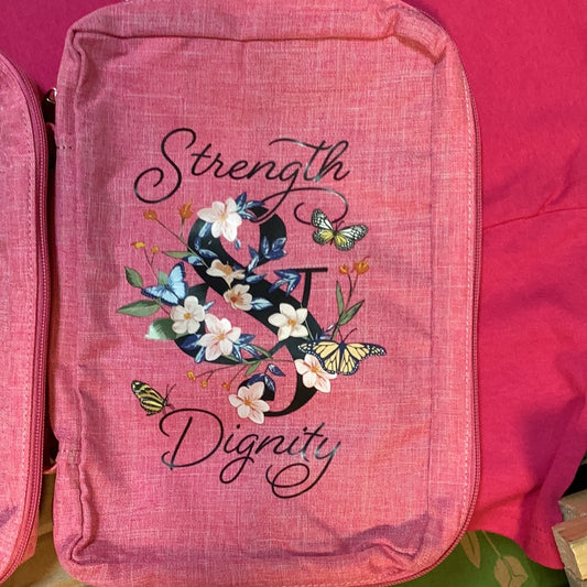 Bible cover pink strength dignity