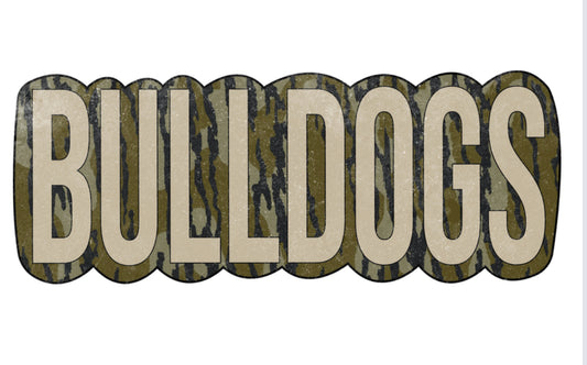 Bottomland Camo Bulldog Word Shirt Order