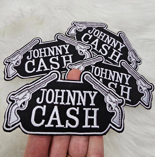 Johnny Cash Double Guns Embroidery Iron On Patch