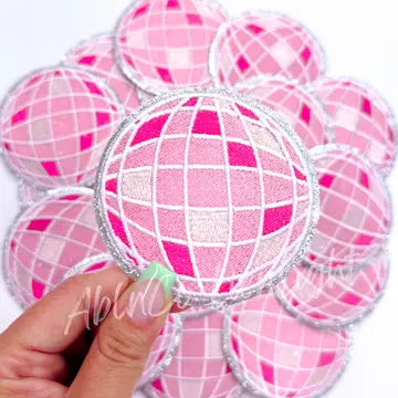 PINK DISCO BALL HAT PATCH