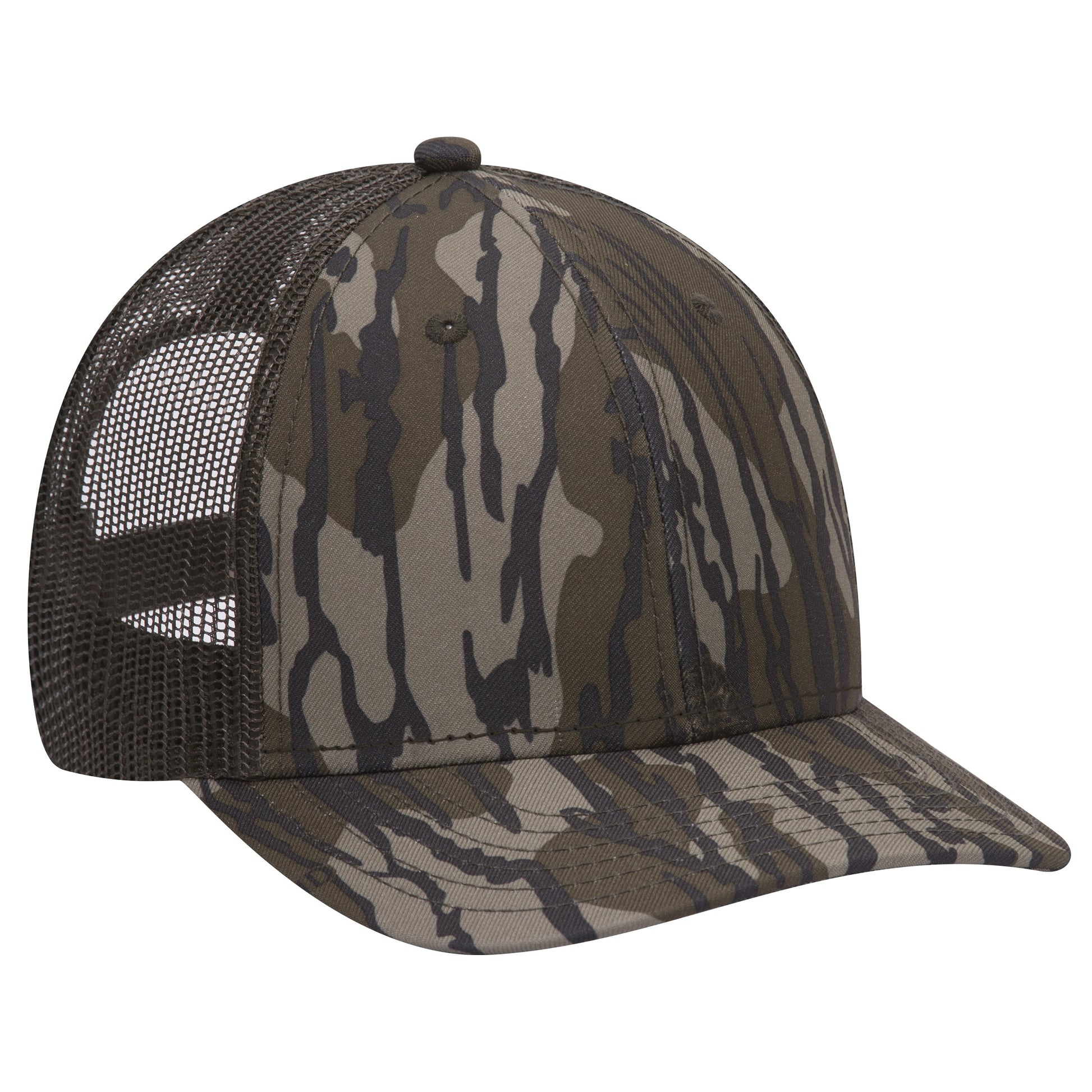 OTTO CAP 171-1293 Mossy Oak Camouflage 6 Panel Low Profile Mesh Back Trucker Hat