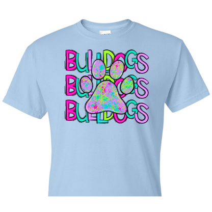 Bulldogs Neon Paw Stacked Shirt Order