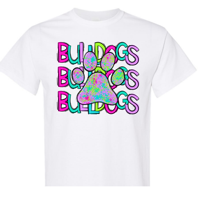 Bulldogs Neon Paw Stacked Shirt Order