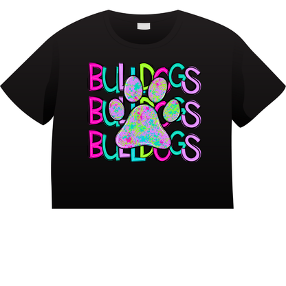 Bulldogs Neon Paw Stacked Shirt Order