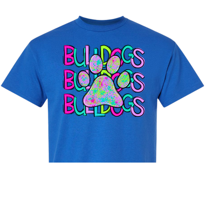 Bulldogs Neon Paw Stacked Shirt Order