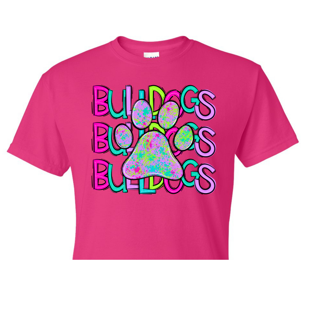 Bulldogs Neon Paw Stacked Shirt Order