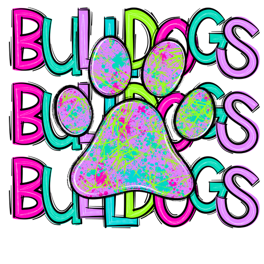 Bulldogs Neon Paw Stacked Shirt Order