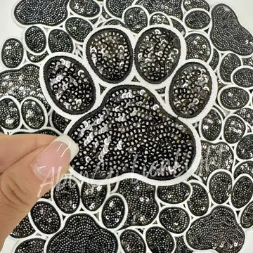 BLACK PAW PRINT HAT PATCH