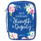 She Is Clothed in Dignity Blue Floral Bible Cover X-Large