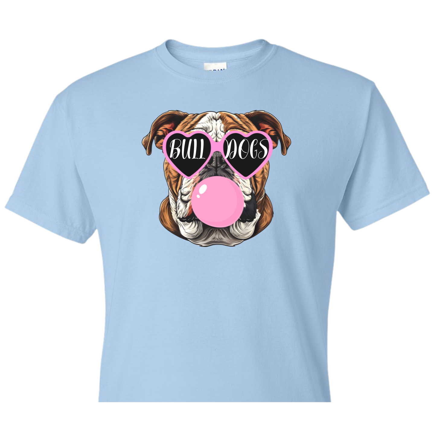 Heart Glasses/Bubble Gum Bulldog Head Shirt Order