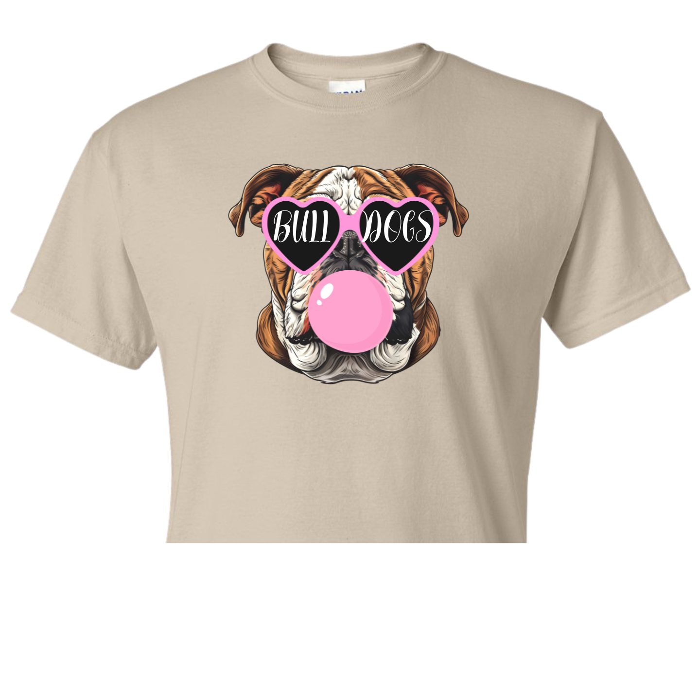 Heart Glasses/Bubble Gum Bulldog Head Shirt Order