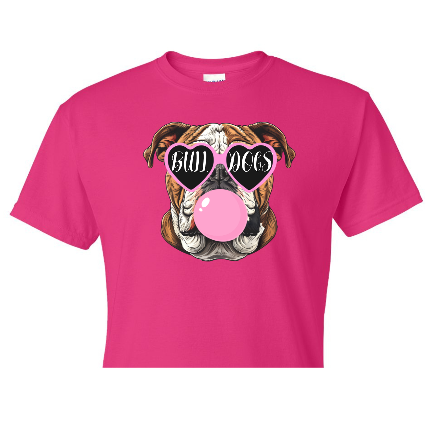 Heart Glasses/Bubble Gum Bulldog Head Shirt Order